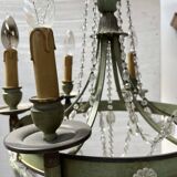 Empire style chandelier with tassels and patinated sheet metal, 20th century