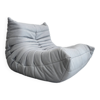 Sky blue leather armchair