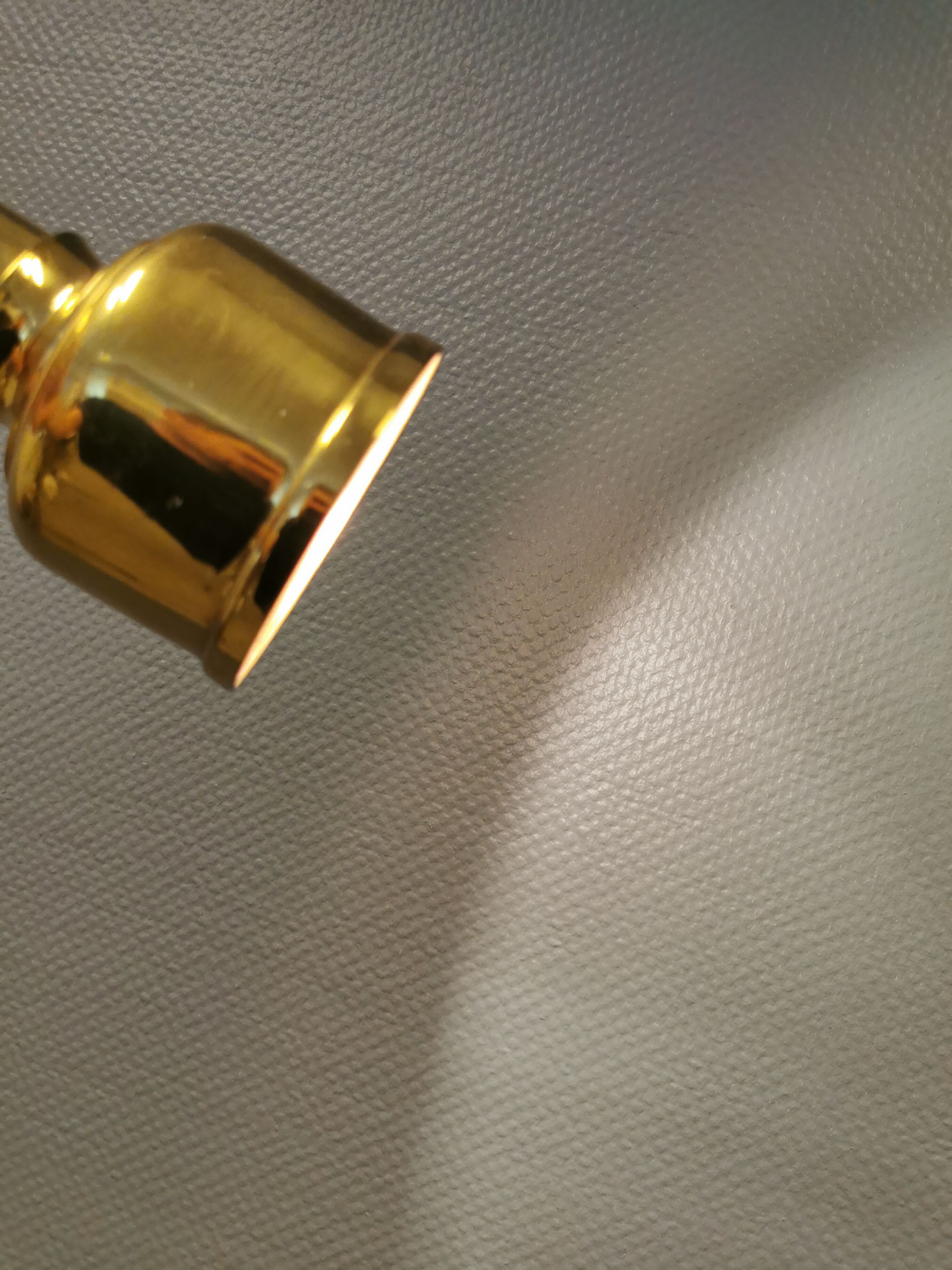 Small golden Danish hanging lamp in metal and brass.