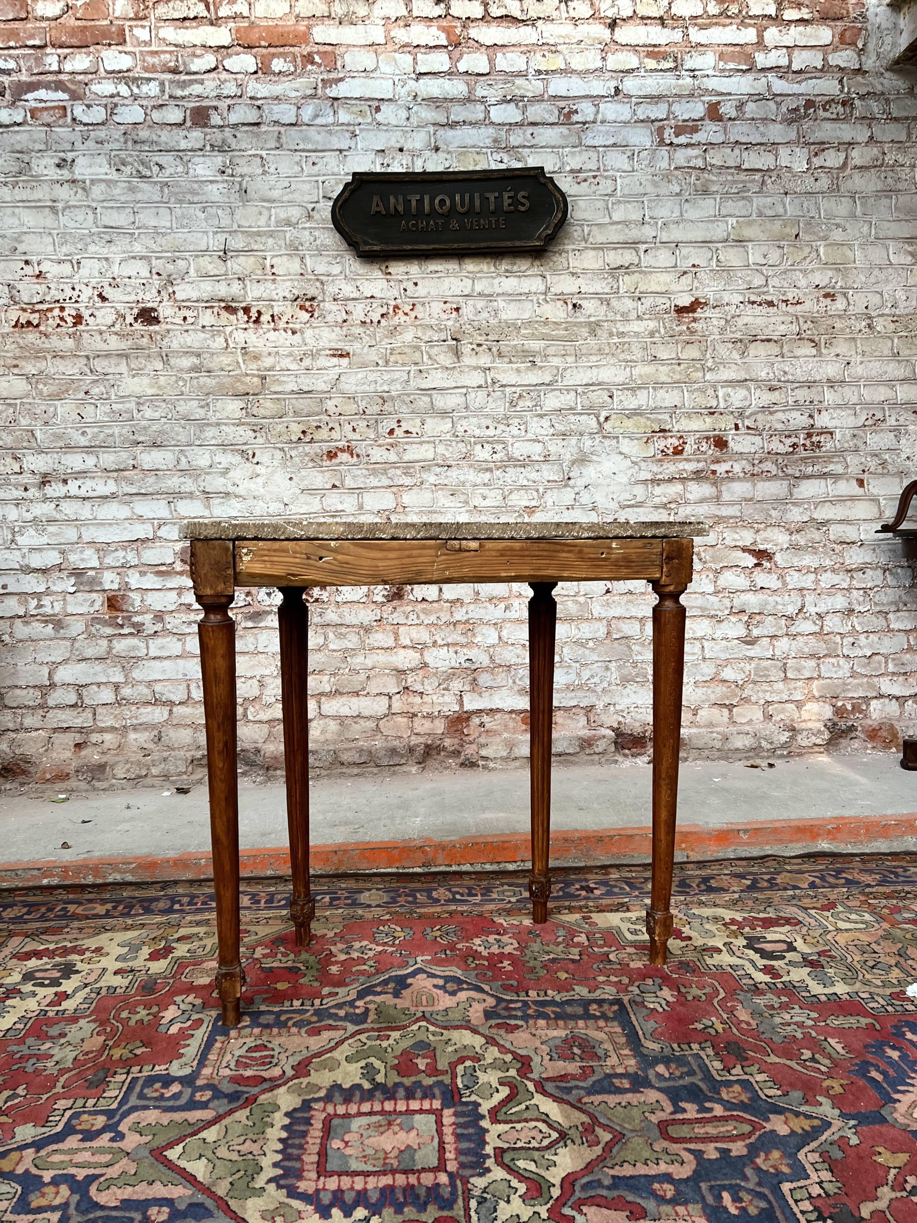 Console half moon natural wood period Louis XVI XVIII th century