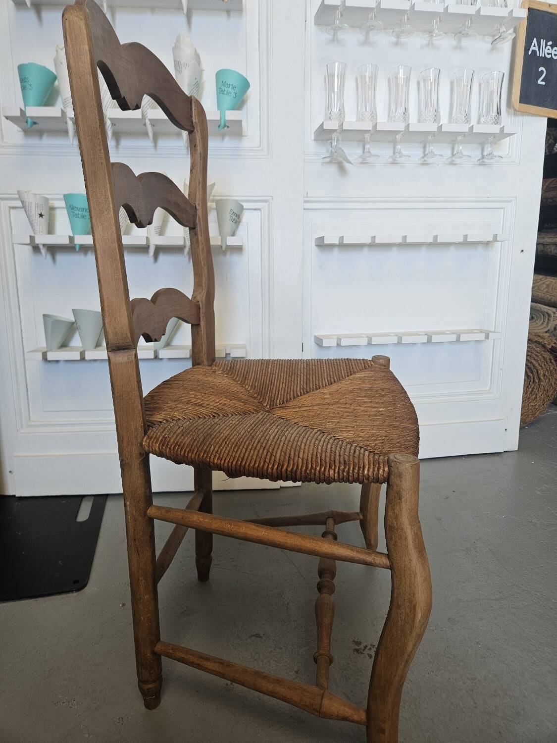 Wood and straw chair