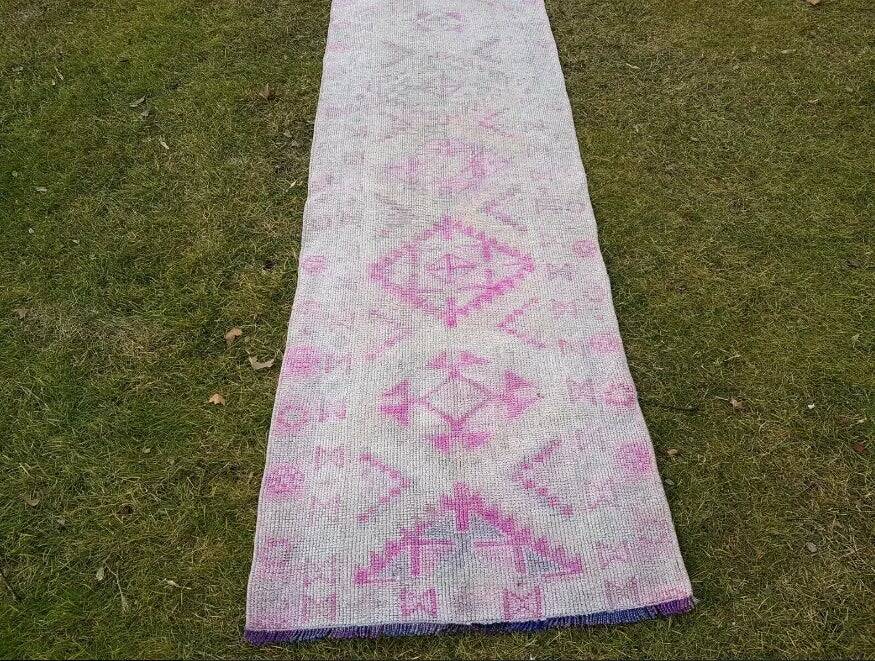Vintage Turkish hallway rug 74x440 cm