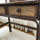 Rattan dressing table with her stool