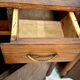 Vintage Art Deco Nightstands Pair Wooden Bedside Tables with Brass Har