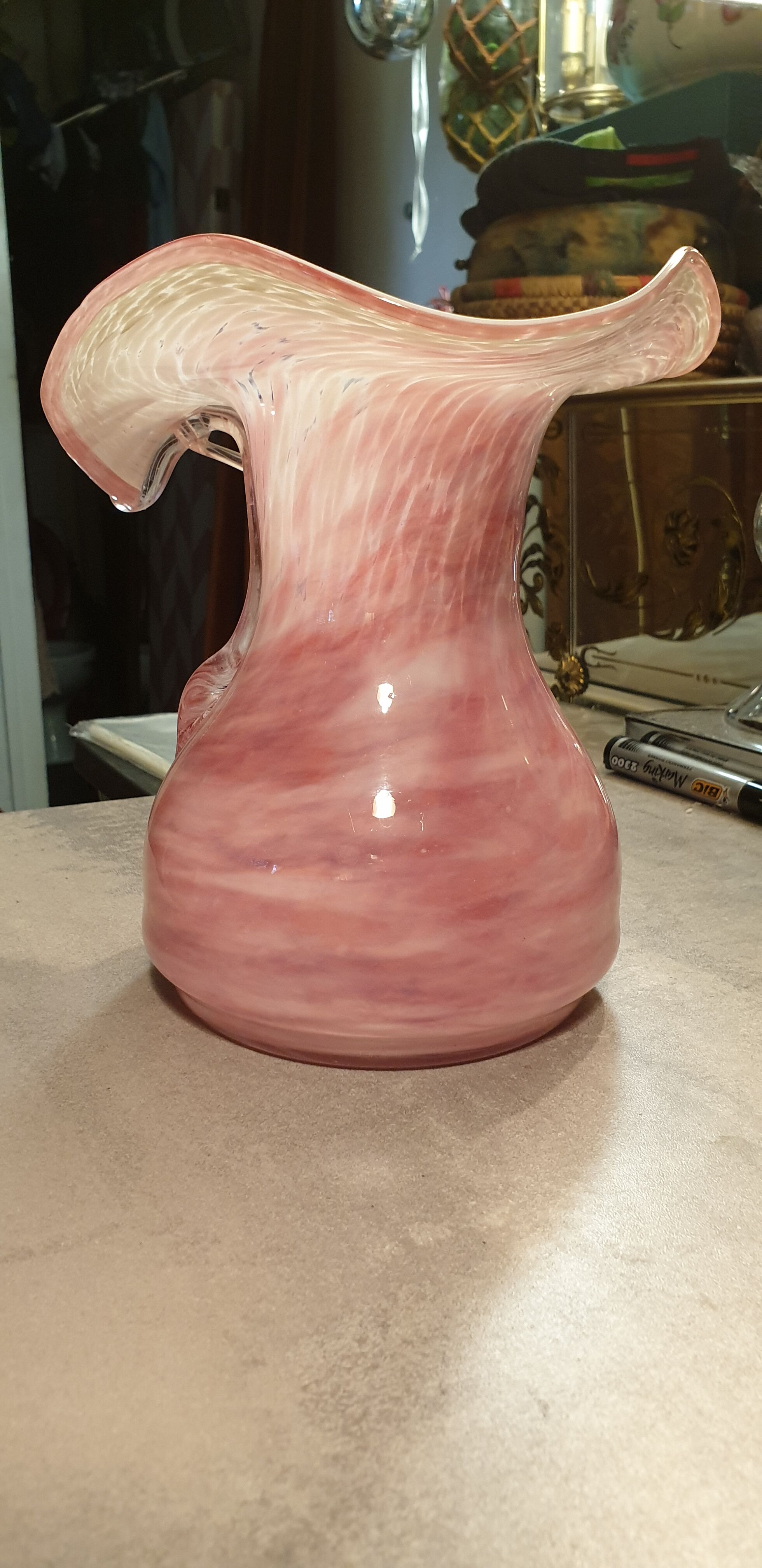 Colored blown glass vase