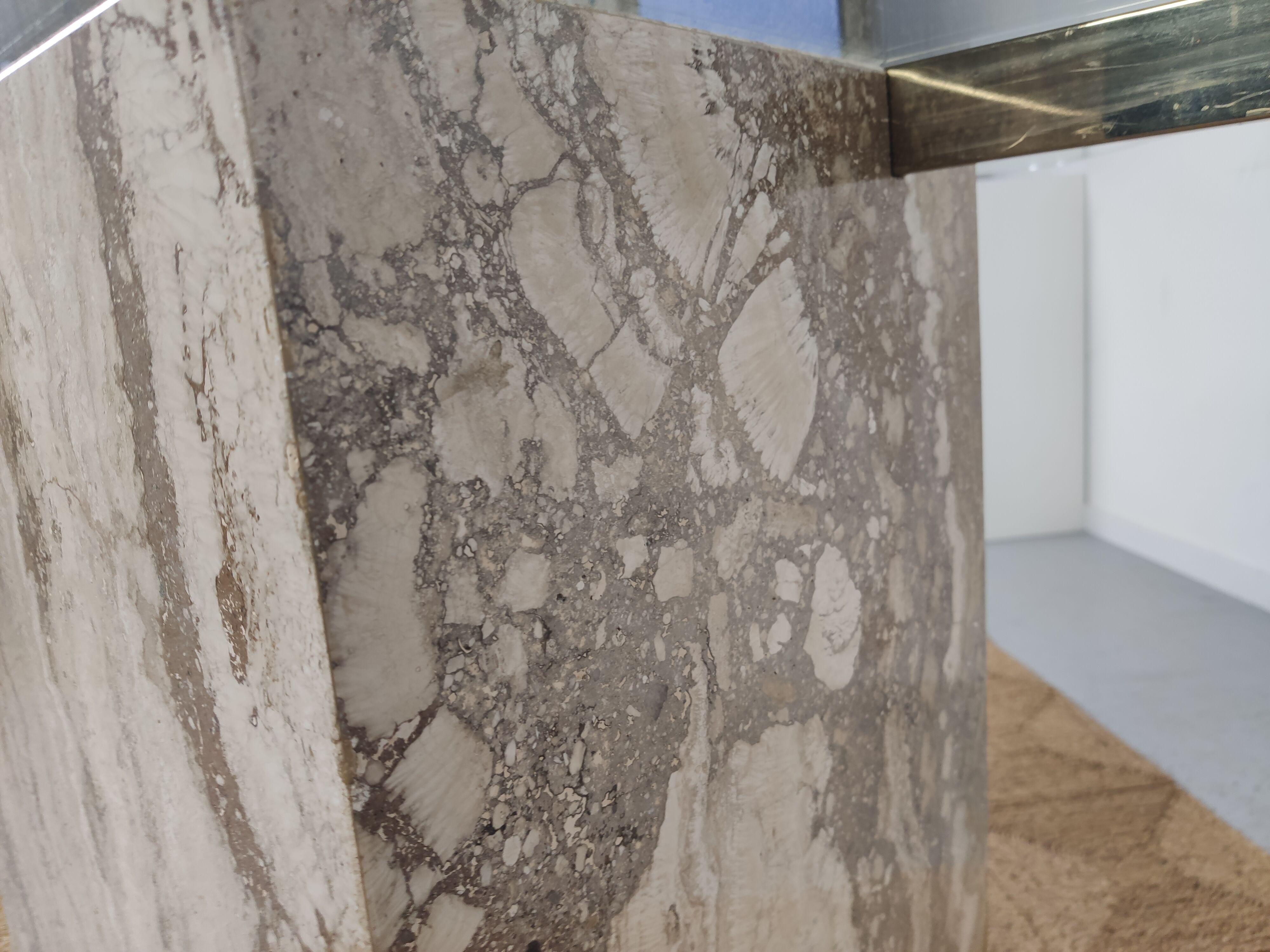 Marble and glass dining table, 80s