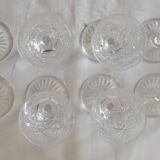 Set of 12 stemmed cut crystal liqueur glasses