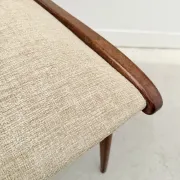 Chaise avec accoudoirs en teck et tissu, 1950