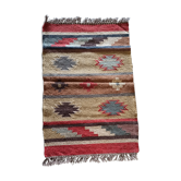 Tapis kilim en toile de jute et coton. 60cm x 100cm