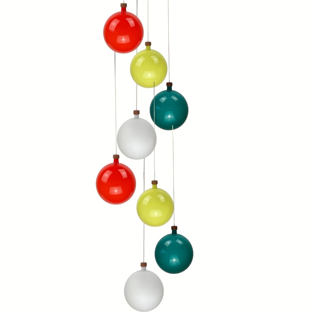 Cascade glass and teak lamp by Uno & Östen Kristiansson for Luxus, Sweden 1960s