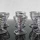 6 vintage chrome metal egg cups in spiral shape, 1970s