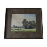 Old painting signed gilded wood frame