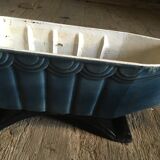 blue enamelled cast iron flower tray