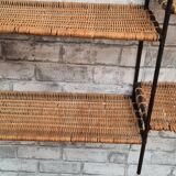 Wall shelf or stand metal and rattan 1950 a 70