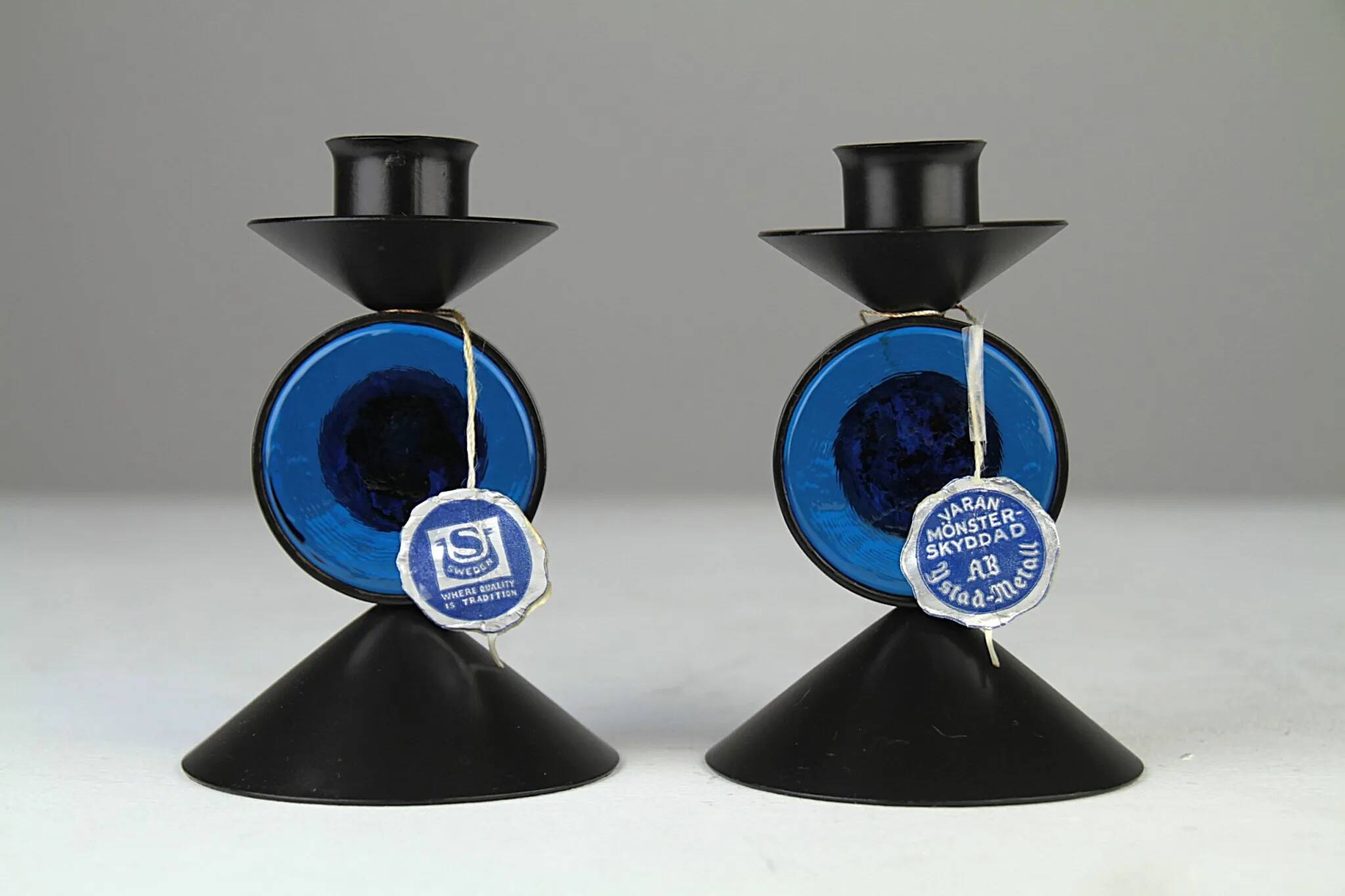 Bougeoirs avec verre Lindshammar Gunnar Ander pour Ystad-Metall — Suède, années 1960