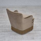 1970s, Danish lounge chair, original condition, furniture velour, beech wood legs.