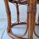 Rattan and terry fabric pouf