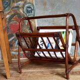Vintage 1960s rattan magazine holder