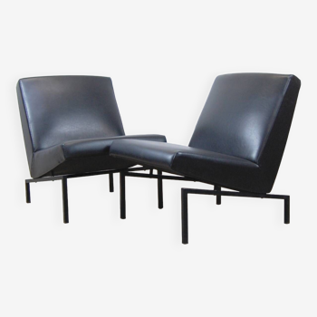 Pair of "Tempo" low chairs by Joseph André Motte for Steiner 1960s