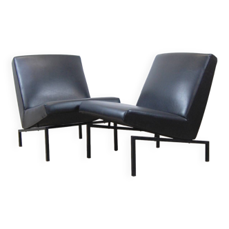 Pair of "Tempo" low chairs by Joseph André Motte for Steiner 1960s