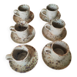 Series of stoneware cups and saucers