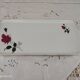 Porcelain ear cake dish Bavaria white décor roses fushia bordered gold