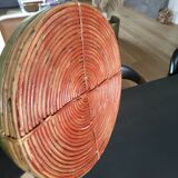 Plateau en rotin vintage