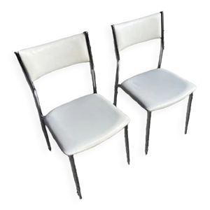 Lot de 2 chaises vintage - inox blanc
