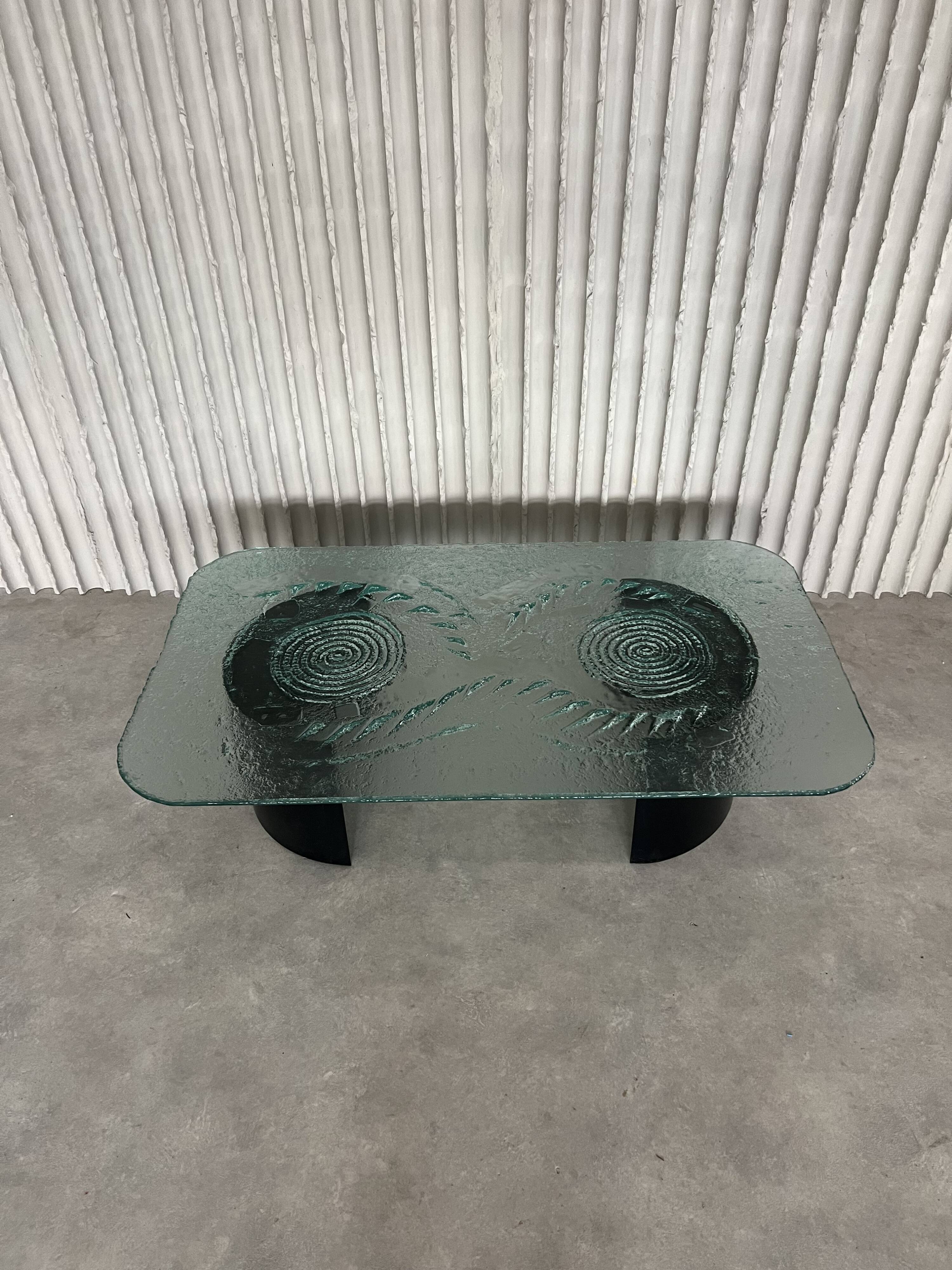 Glass & steel coffee table by Heinz Lilienthal