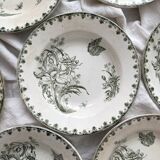 7 earthenware soup plates with butterfly and flower design "Nancy" LG Clairefontaine