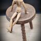 Tripod stool with turned feet