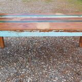 Polychrome teak dining table for 8 to 10 people
