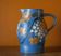 vintage ceramic pitcher, blue ceramic jug, carafe