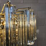 Vintage Italian crystal chandelier Venini Triedi Murano (1960s)