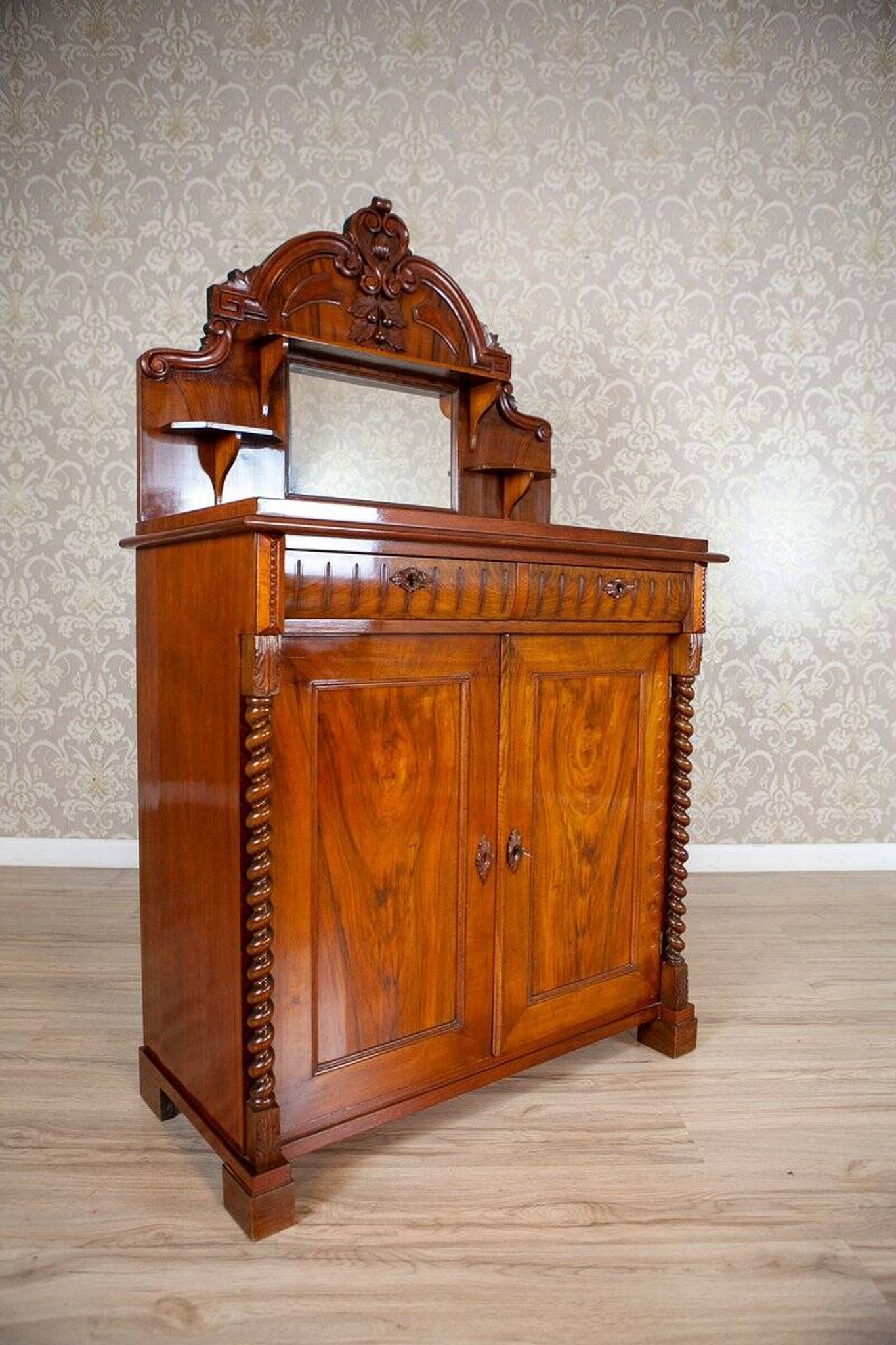End of 19th Century Light Brown Eclectic Buffet in Walnut