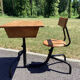 School desk - tubular metal and wood desk Prouvé style
