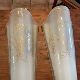 Large pair of art deco domed glass hotel lobby sconces