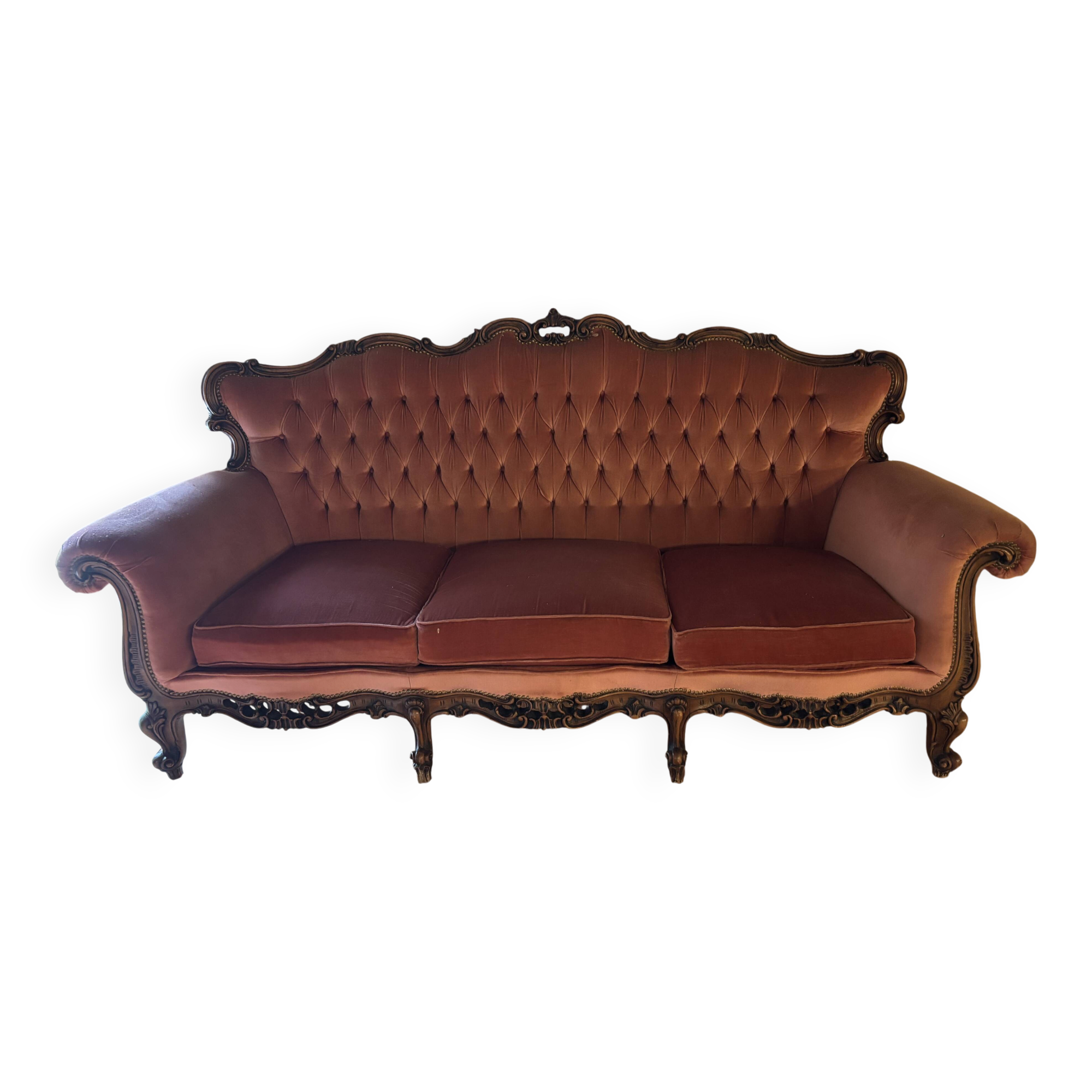 Salon style Napoléon III velours rose