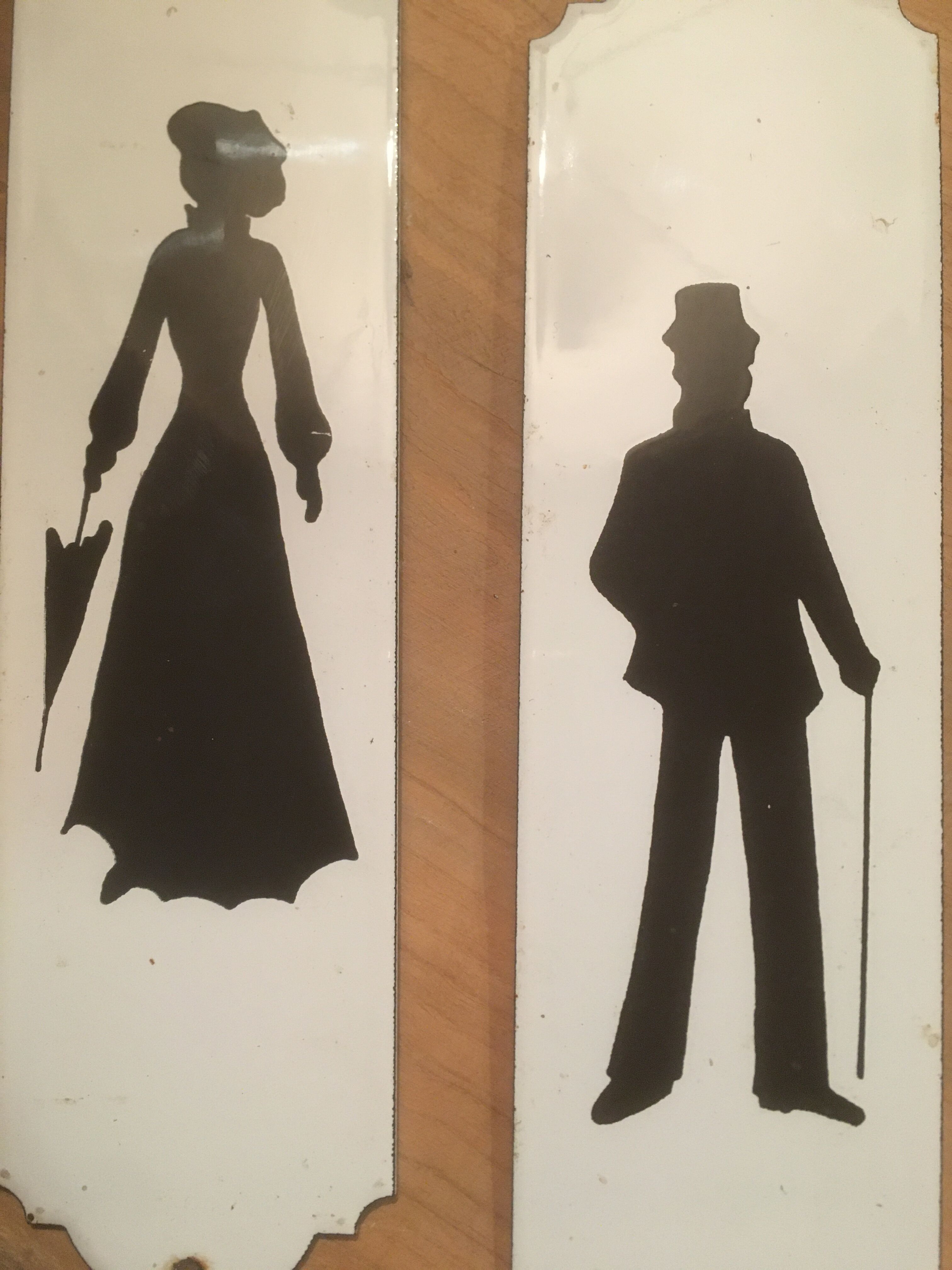 Enamelled plates men and women in clothes 1900