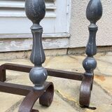 Pair of vintage geometric fire dogs