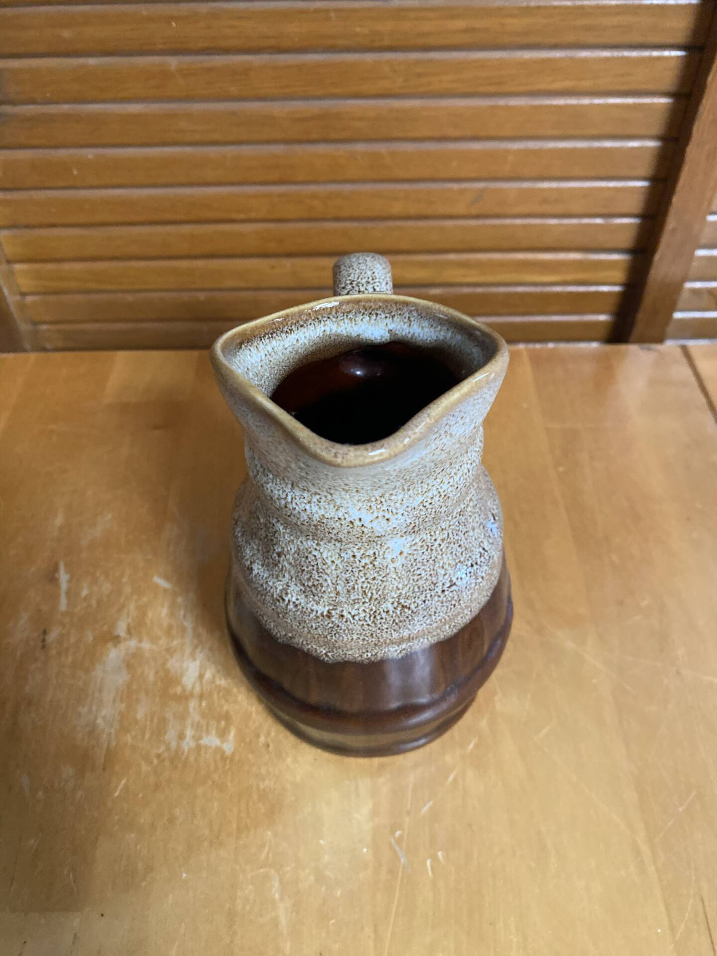 Vintage flamed ceramic barrel-shaped pitcher by revol, 0.5l