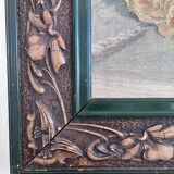 Antique original flower oil painting, yellow roses still life art