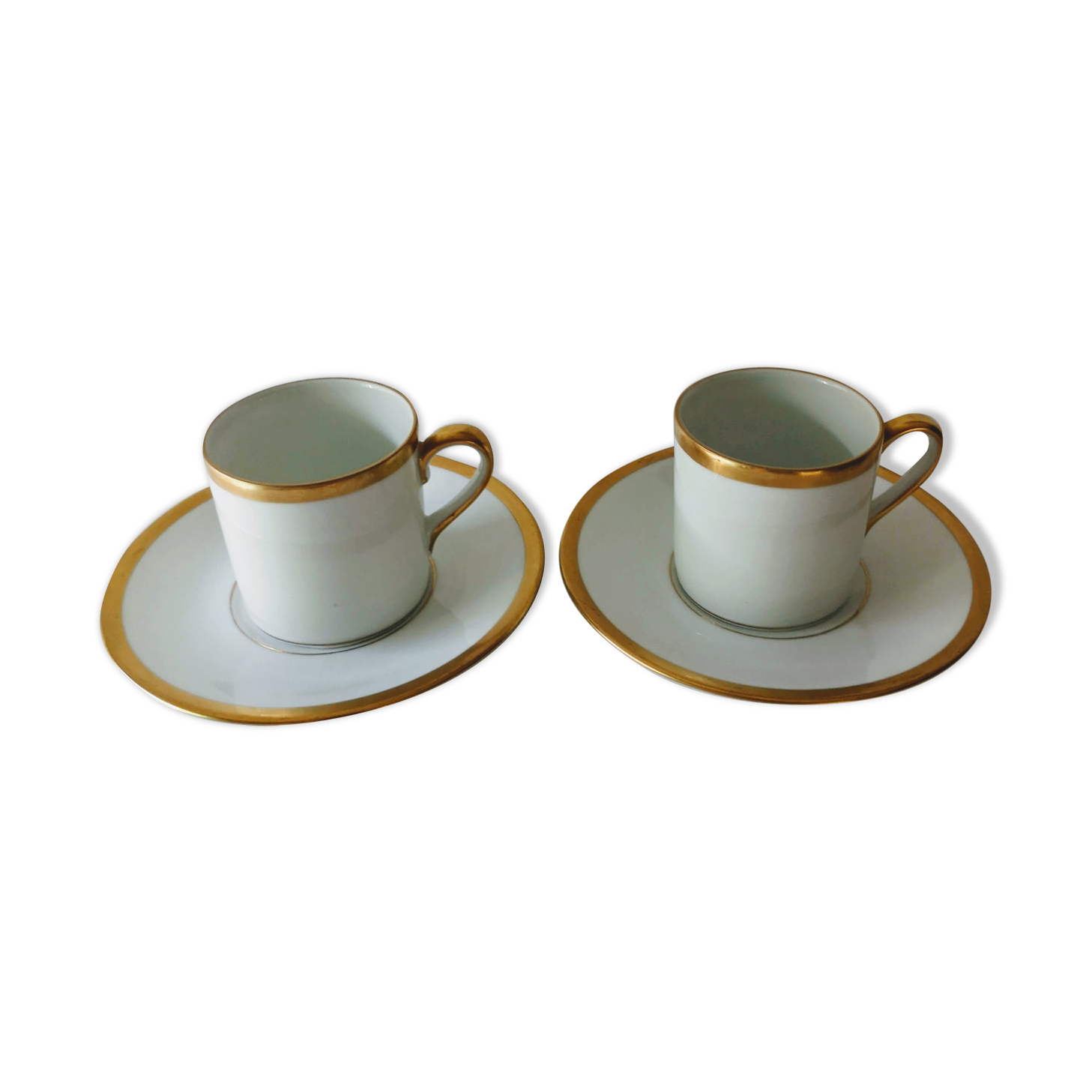 Duo cups Cerabel porcelain of Baudour white and gold