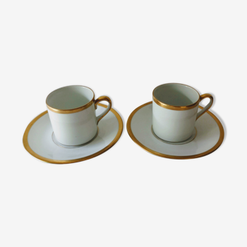Duo cups Cerabel porcelain of Baudour white and gold