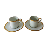 Duo cups Cerabel porcelain of Baudour white and gold