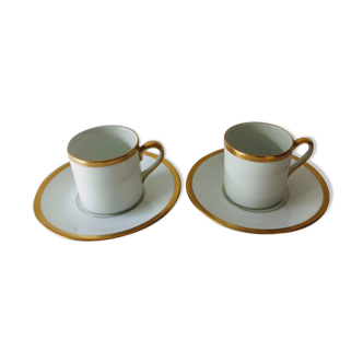 Duo cups Cerabel porcelain of Baudour white and gold