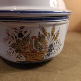 Earthenware candy dish with hand-decorated surfaces