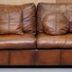 Hand-dyed leather vintage-style sofa
