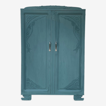 Armoire parisienne art déco bleue grisé 1930