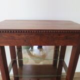 Shelf-Display case-with mirror & glass-Empire style-Walnut stain-1 drawer